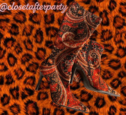 RARE Diba Type Paisley Velvet Knee High Boots