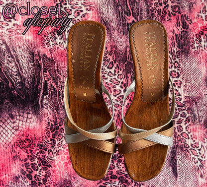 Rare Vintage Italian Shoemakers Glossy Woven Mules.