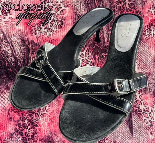 Vintage Coach Patent Leather Buckle Slide Mules
