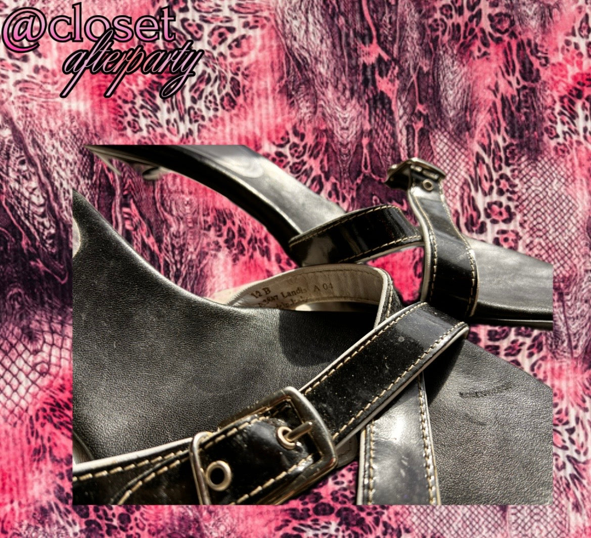 Vintage Coach Patent Leather Buckle Slide Mules