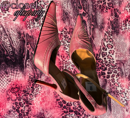 Vintage Bakers Candy Pink Textured Slingbacks Heels