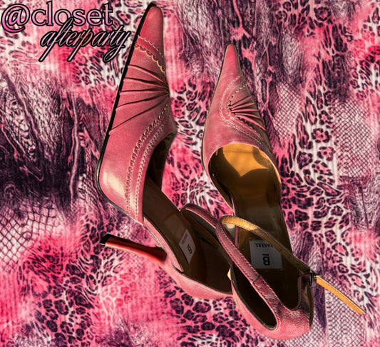 Vintage Bakers Candy Pink Textured Slingbacks Heels