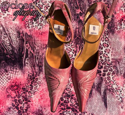 Vintage Bakers Candy Pink Textured Slingbacks Heels